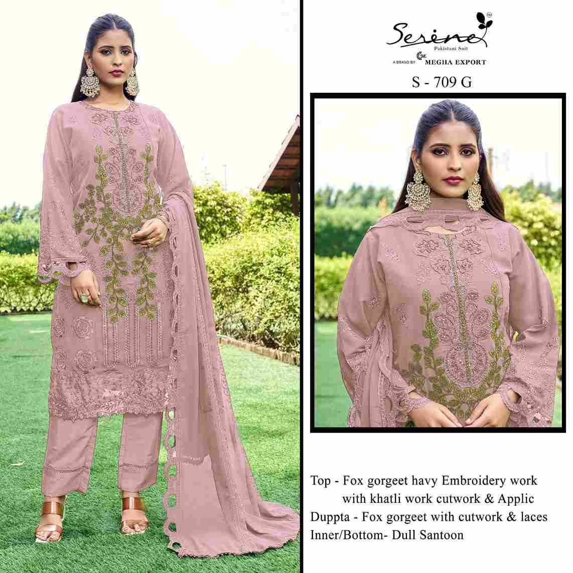 Serene Hit Design S-709 Colours Vol-3 By Serene S-709-G To S-709-J Series Designer Pakistani Suits Beautiful Fancy Colorful Stylish Party Wear & Occasional Wear Pure Georgette Embroidered Dresses At Wholesale Price