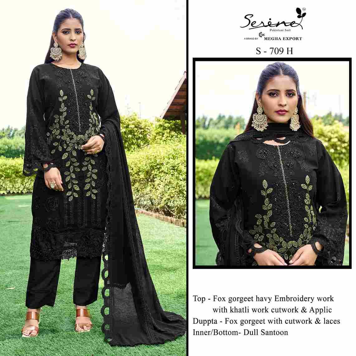 Serene Hit Design S-709 Colours Vol-3 By Serene S-709-G To S-709-J Series Designer Pakistani Suits Beautiful Fancy Colorful Stylish Party Wear & Occasional Wear Pure Georgette Embroidered Dresses At Wholesale Price