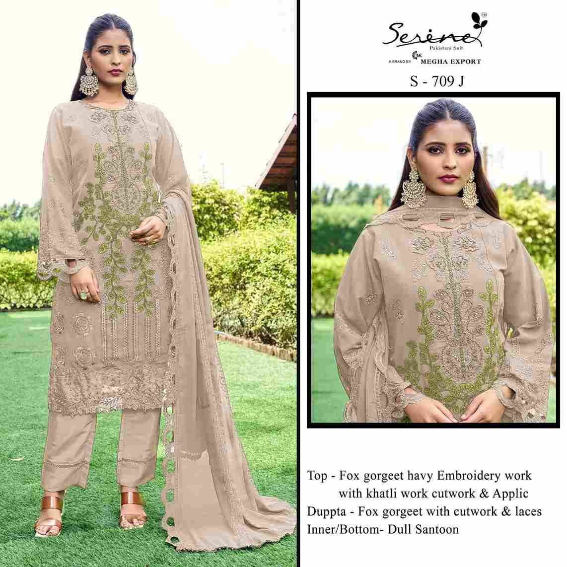 Serene Hit Design S-709 Colours Vol-3 By Serene S-709-G To S-709-J Series Designer Pakistani Suits Beautiful Fancy Colorful Stylish Party Wear & Occasional Wear Pure Georgette Embroidered Dresses At Wholesale Price