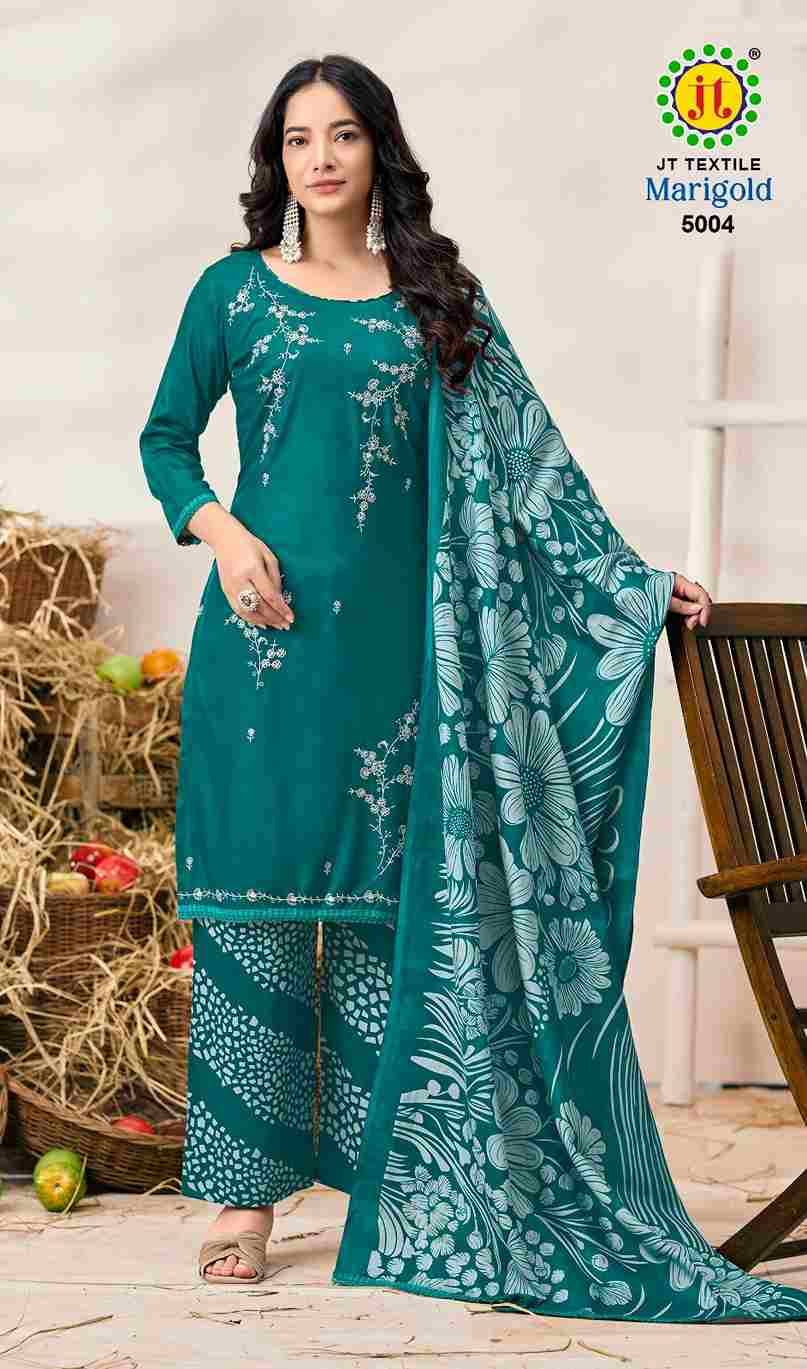 Marigold Vol-5 By JT 5001 To 5005 Series Beautiful Festive Suits Colorful Stylish Fancy Casual Wear & Ethnic Wear Rayon Dresses At Wholesale Price