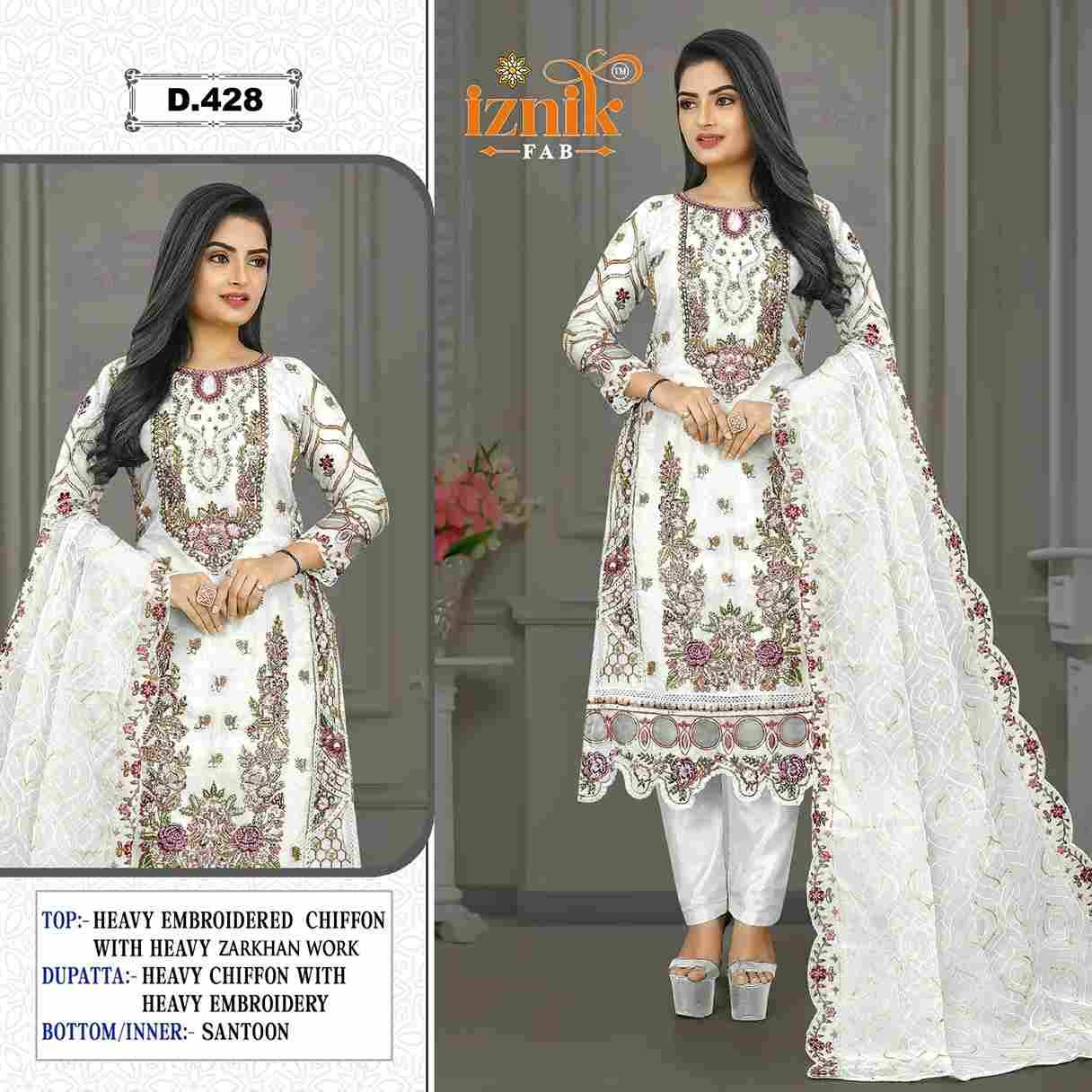 Iznik 428 Colours By Iznik Fab 428-A To 428-D Series Designer Pakistani Suits Beautiful Stylish Fancy Colorful Party Wear & Occasional Wear Chiffon With Embroidery Dresses At Wholesale Price