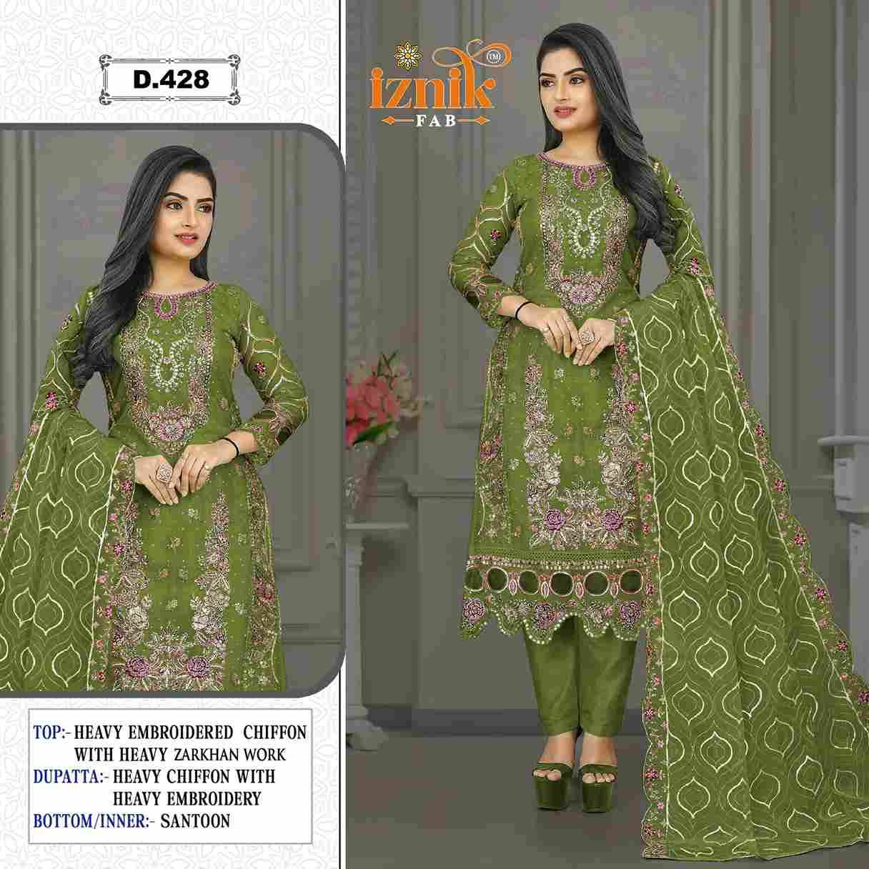 Iznik 428 Colours By Iznik Fab 428-A To 428-D Series Designer Pakistani Suits Beautiful Stylish Fancy Colorful Party Wear & Occasional Wear Chiffon With Embroidery Dresses At Wholesale Price