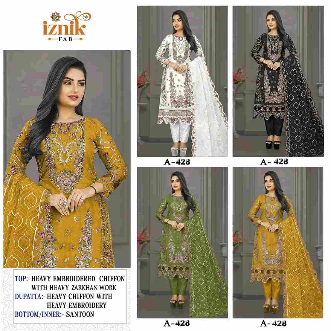 Iznik 428 Colours By Iznik Fab 428-A To 428-D Series Designer Pakistani Suits Beautiful Stylish Fancy Colorful Party Wear & Occasional Wear Chiffon With Embroidery Dresses At Wholesale Price