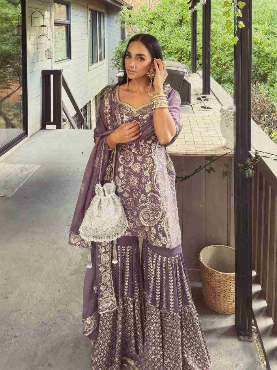 Zd-10013 By Fashid Wholesale Beautiful Sharara Fancy Colorful Stylish Party Wear & Occasional Wear Chinnon Silk Embroidery Dresses At Wholesale Price