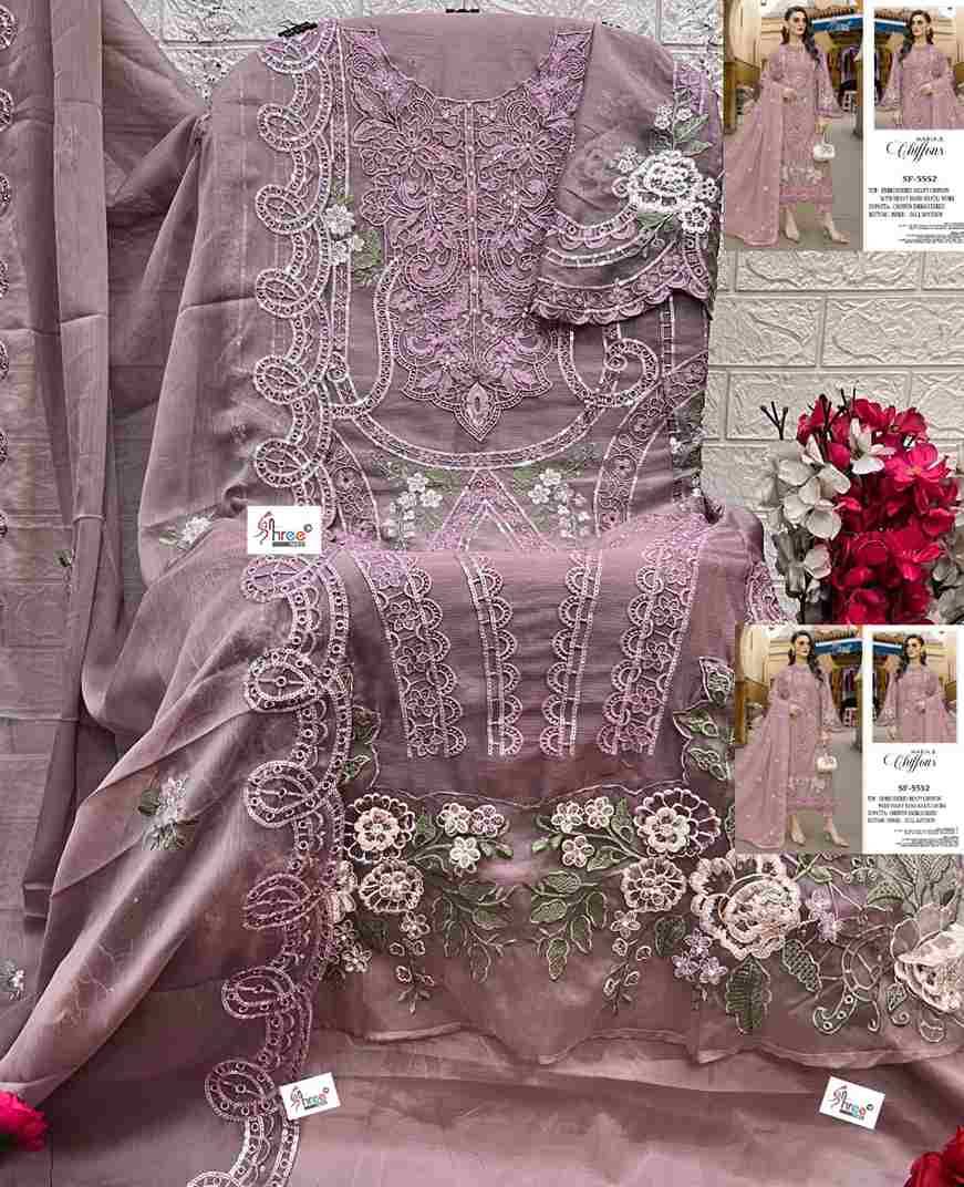 Shree Fabs Hit Design SF-5552 Colours By Shree Fabs SF-5552-A To SF-5552-D Series Beautiful Stylish Pakistani Suits Fancy Colorful Casual Wear & Ethnic Wear & Ready To Wear Chiffon Embroidery Dresses At Wholesale Price