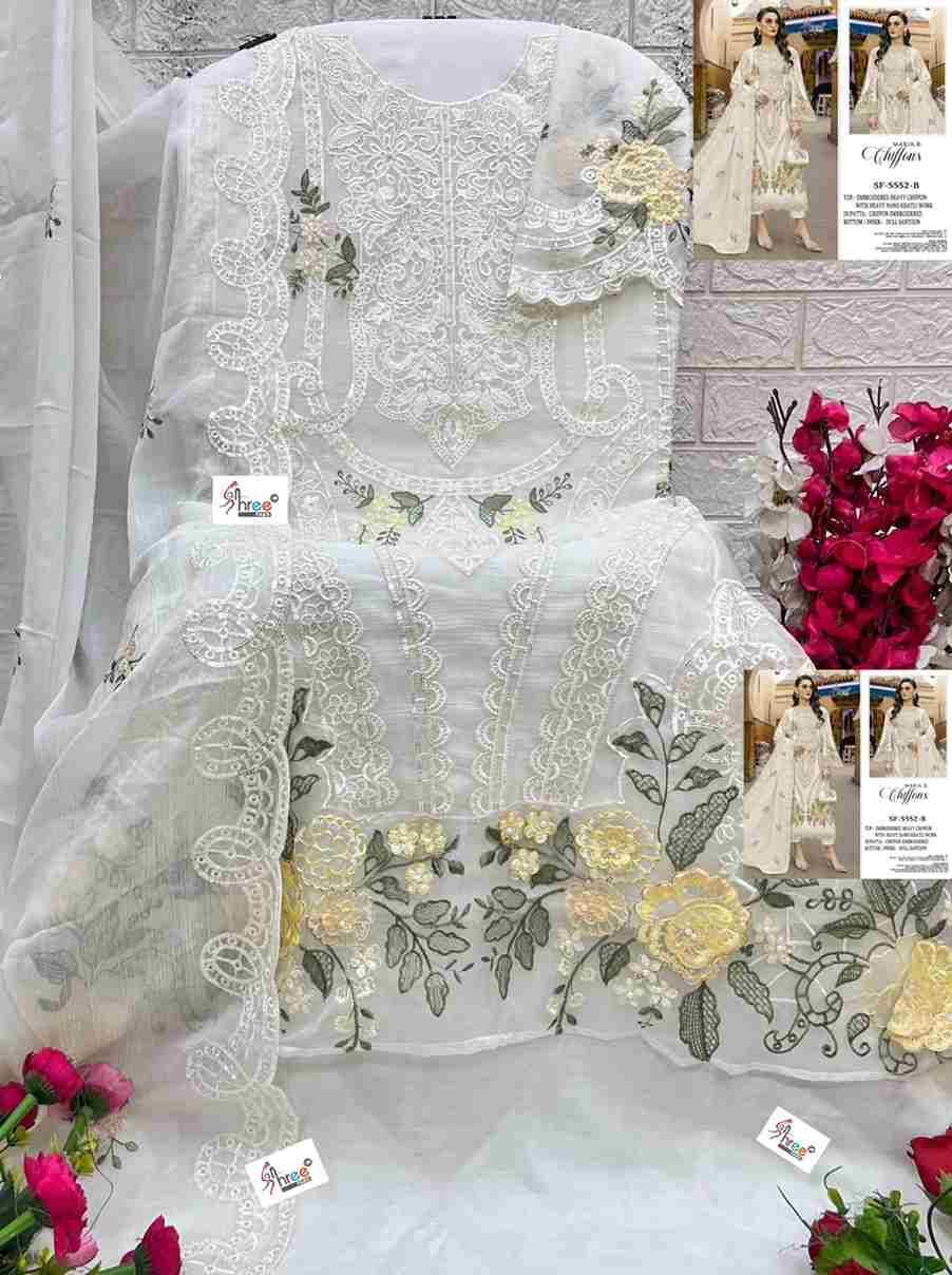 Shree Fabs Hit Design SF-5552 Colours By Shree Fabs SF-5552-A To SF-5552-D Series Beautiful Stylish Pakistani Suits Fancy Colorful Casual Wear & Ethnic Wear & Ready To Wear Chiffon Embroidery Dresses At Wholesale Price