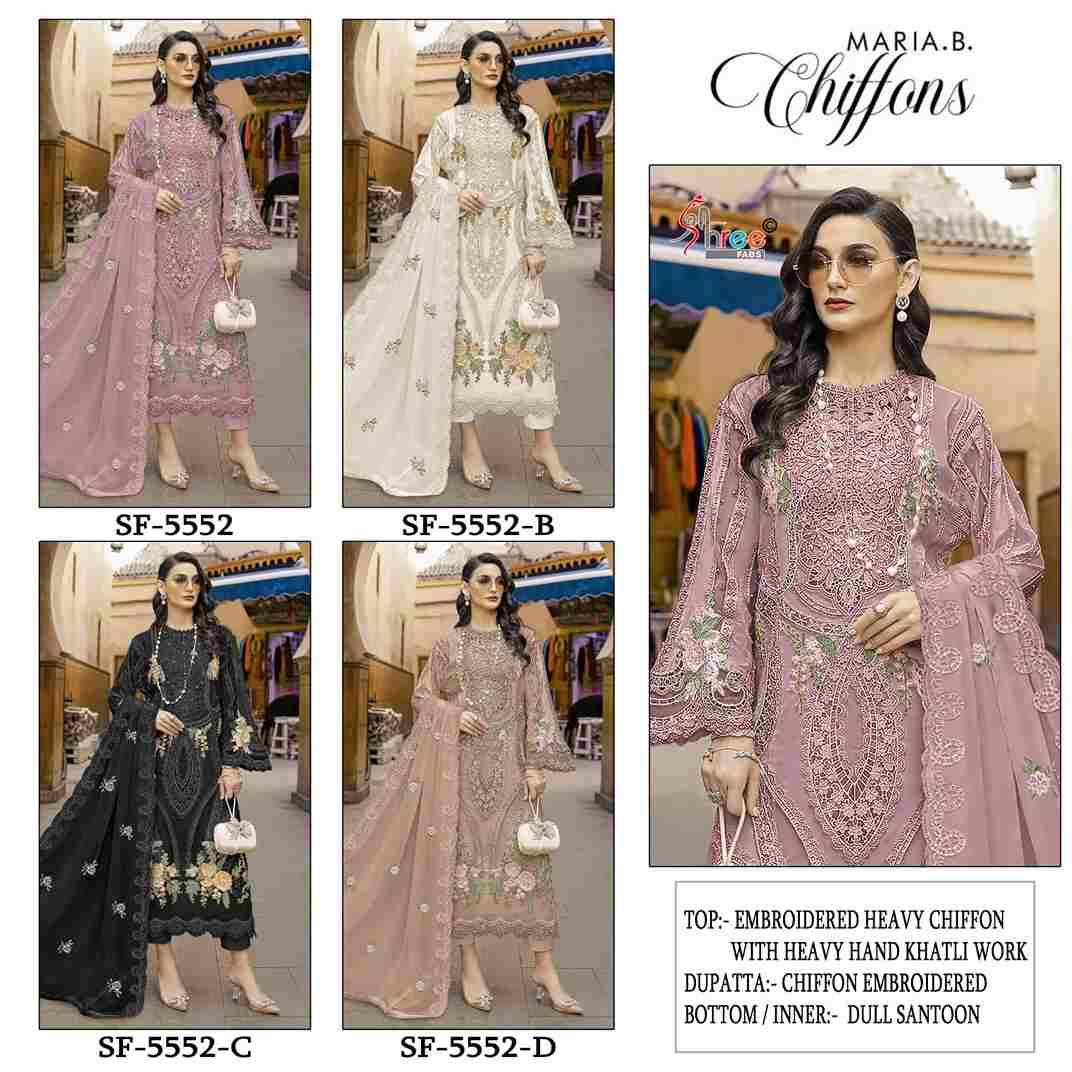 Shree Fabs Hit Design SF-5552 Colours By Shree Fabs SF-5552-A To SF-5552-D Series Beautiful Stylish Pakistani Suits Fancy Colorful Casual Wear & Ethnic Wear & Ready To Wear Chiffon Embroidery Dresses At Wholesale Price