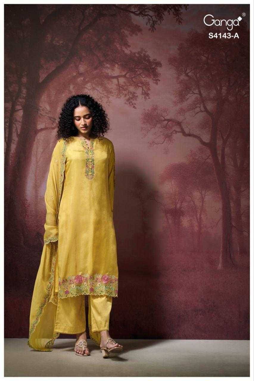 Binaaya-4143 By Ganga Fashion 4143-A To 4143-D Series Beautiful Festive Suits Stylish Colorful Fancy Casual Wear & Ethnic Wear Premium Bemberg Silk Print Dresses At Wholesale Price