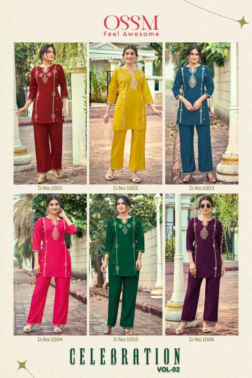 Celebration Vol-2 By Ossm 1001 To 1006 Series Designer Stylish Fancy Colorful Beautiful Party Wear & Ethnic Wear Collection Viscose Silk Co-Ord At Wholesale Price