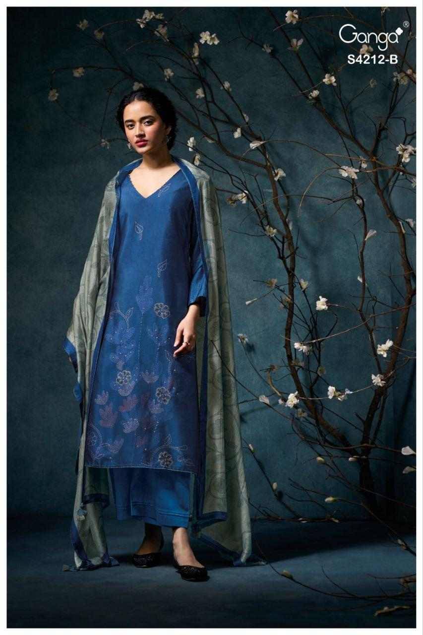 Nayra-4212 By Ganga Fashion 4212-A To 4212-B Series Beautiful Festive Suits Stylish Colorful Fancy Casual Wear & Ethnic Wear Premium Bemberg Silk Print Dresses At Wholesale Price