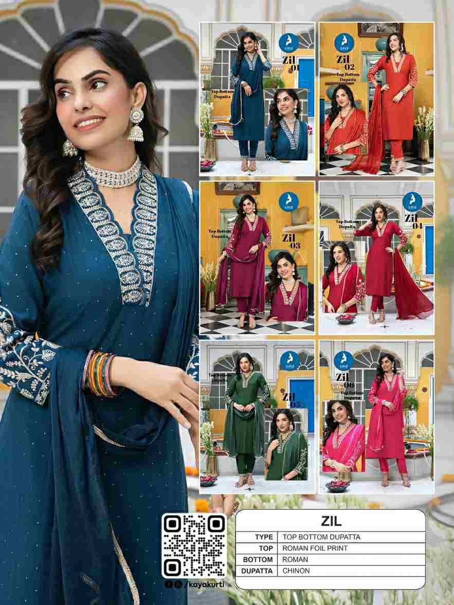 Zil By Kaya 01 To 06 Series Beautiful Stylish Anarkali Suits Fancy Colorful Casual Wear & Ethnic Wear & Ready To Wear Roman Dresses At Wholesale Price