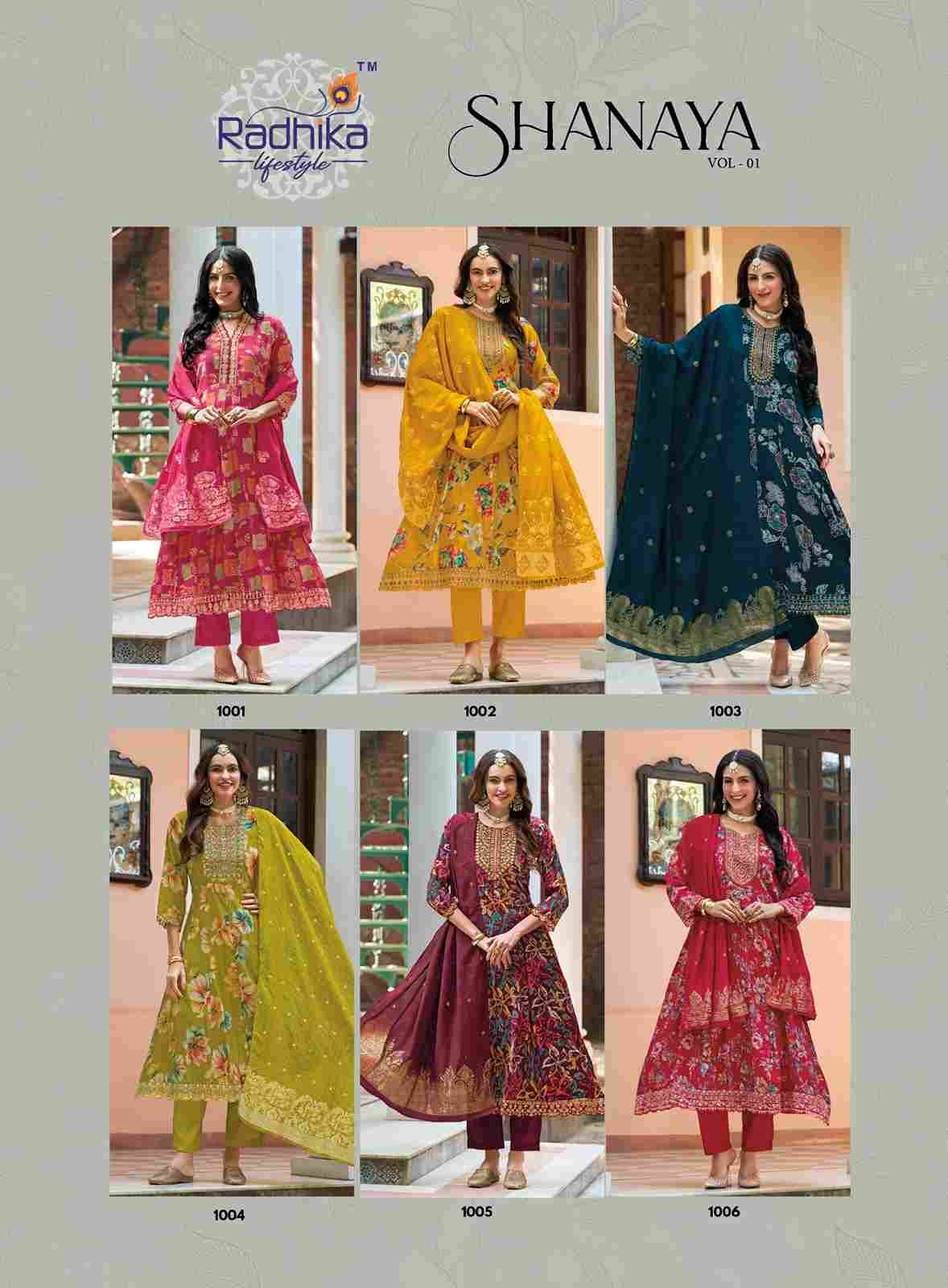 Shanaya Vol-1 By Radhika Lifestyle 1001 To 1006 Series Beautiful Stylish Festive Suits Fancy Colorful Casual Wear & Ethnic Wear & Ready To Wear Milan Dresses At Wholesale Price