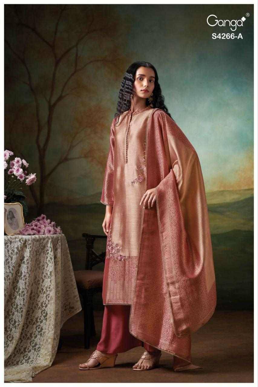 Haniya-4266 By Ganga Fashion 4266-A To 4266-B Series Beautiful Festive Suits Stylish Colorful Fancy Casual Wear & Ethnic Wear Premium Bemberg Silk Print Dresses At Wholesale Price