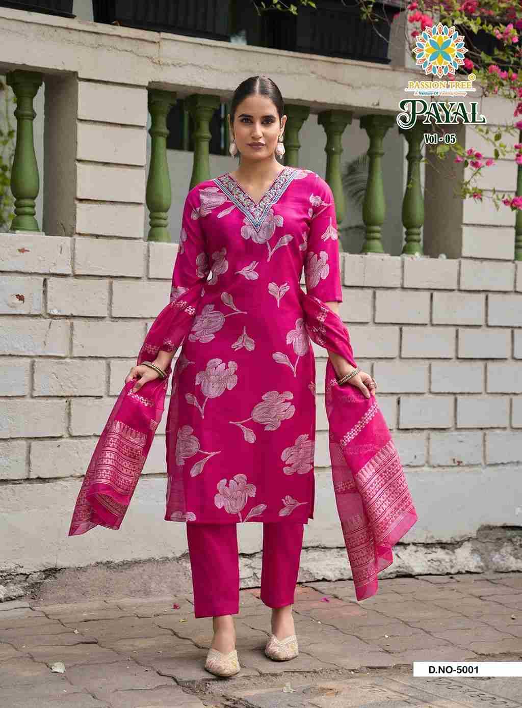 Payal Vol-5 By Passion Tree 5001 To 5008 Series Beautiful Festive Suits Colorful Stylish Fancy Casual Wear & Ethnic Wear Vertican Print Dresses At Wholesale Price