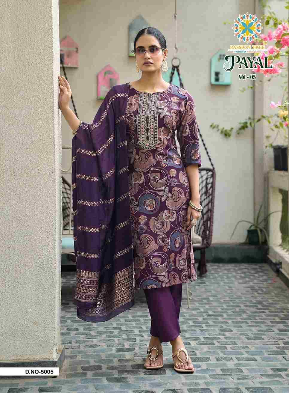 Payal Vol-5 By Passion Tree 5001 To 5008 Series Beautiful Festive Suits Colorful Stylish Fancy Casual Wear & Ethnic Wear Vertican Print Dresses At Wholesale Price