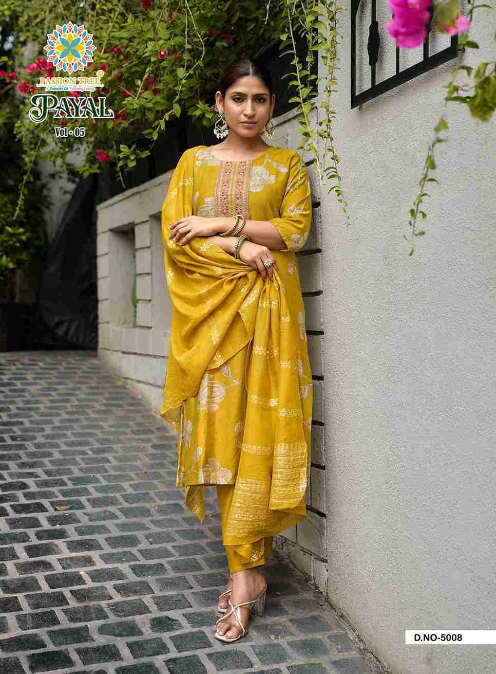 Payal Vol-5 By Passion Tree 5001 To 5008 Series Beautiful Festive Suits Colorful Stylish Fancy Casual Wear & Ethnic Wear Vertican Print Dresses At Wholesale Price
