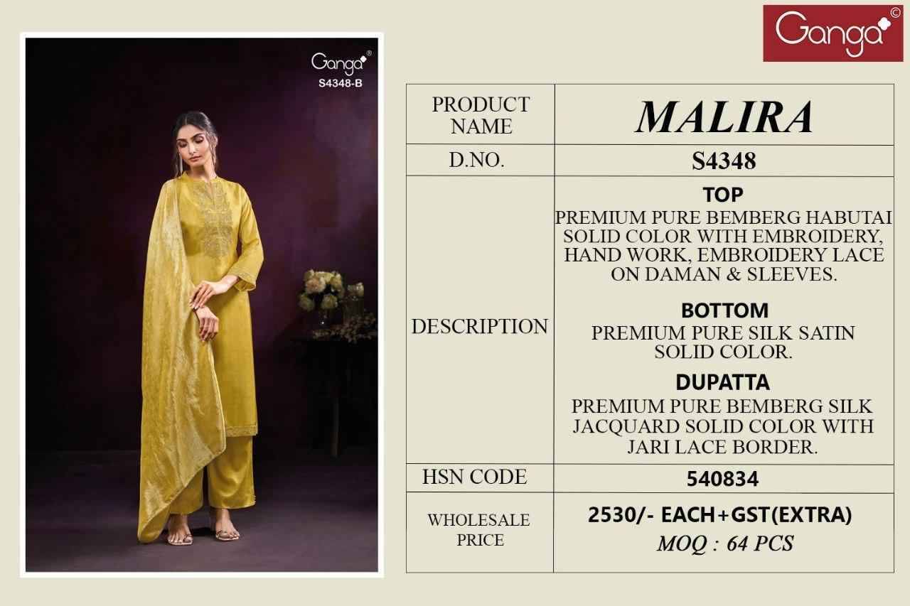 Malira-4348 By Ganga Fashion 4348-A To 4348-B Series Beautiful Festive Suits Stylish Colorful Fancy Casual Wear & Ethnic Wear Premium Bemberg Print Dresses At Wholesale Price