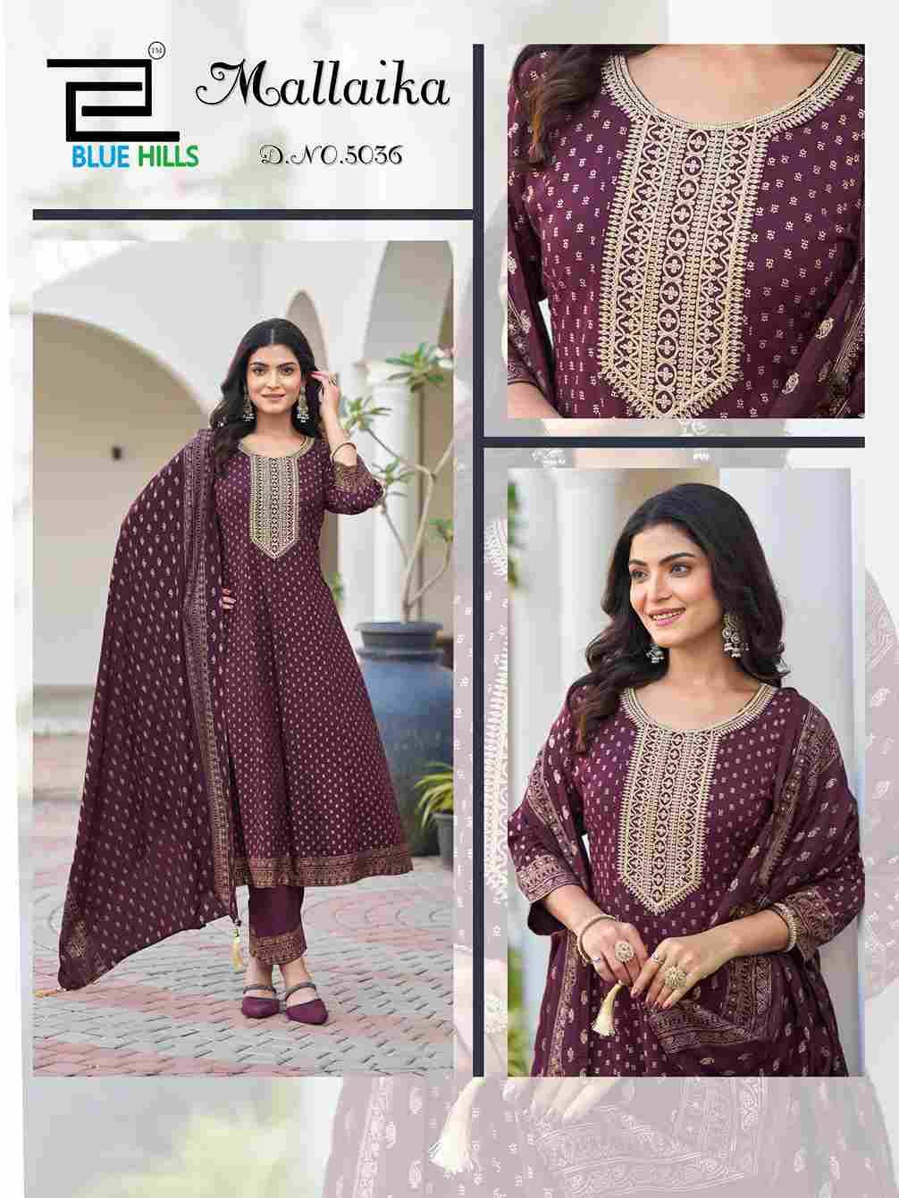 Mallaika By Blue Hills 5035 To 5040 Series Designer Stylish Fancy Colorful Beautiful Party Wear & Ethnic Wear Collection Rayon Foil Dresses At Wholesale Price
