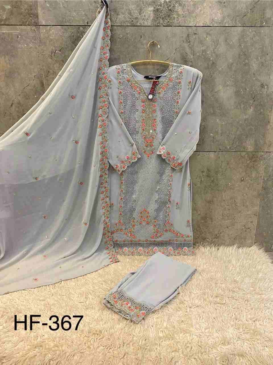Hoor Tex Hit Design HF-367 Colours By Hoor Tex HF-367-A To HF-367-D Series Designer Festive Pakistani Suits Collection Beautiful Stylish Fancy Colorful Party Wear & Occasional Wear Heavy Georgette With Embroidered Dresses At Wholesale Price