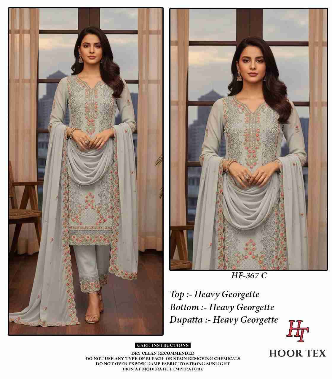 Hoor Tex Hit Design HF-367 Colours By Hoor Tex HF-367-A To HF-367-D Series Designer Festive Pakistani Suits Collection Beautiful Stylish Fancy Colorful Party Wear & Occasional Wear Heavy Georgette With Embroidered Dresses At Wholesale Price