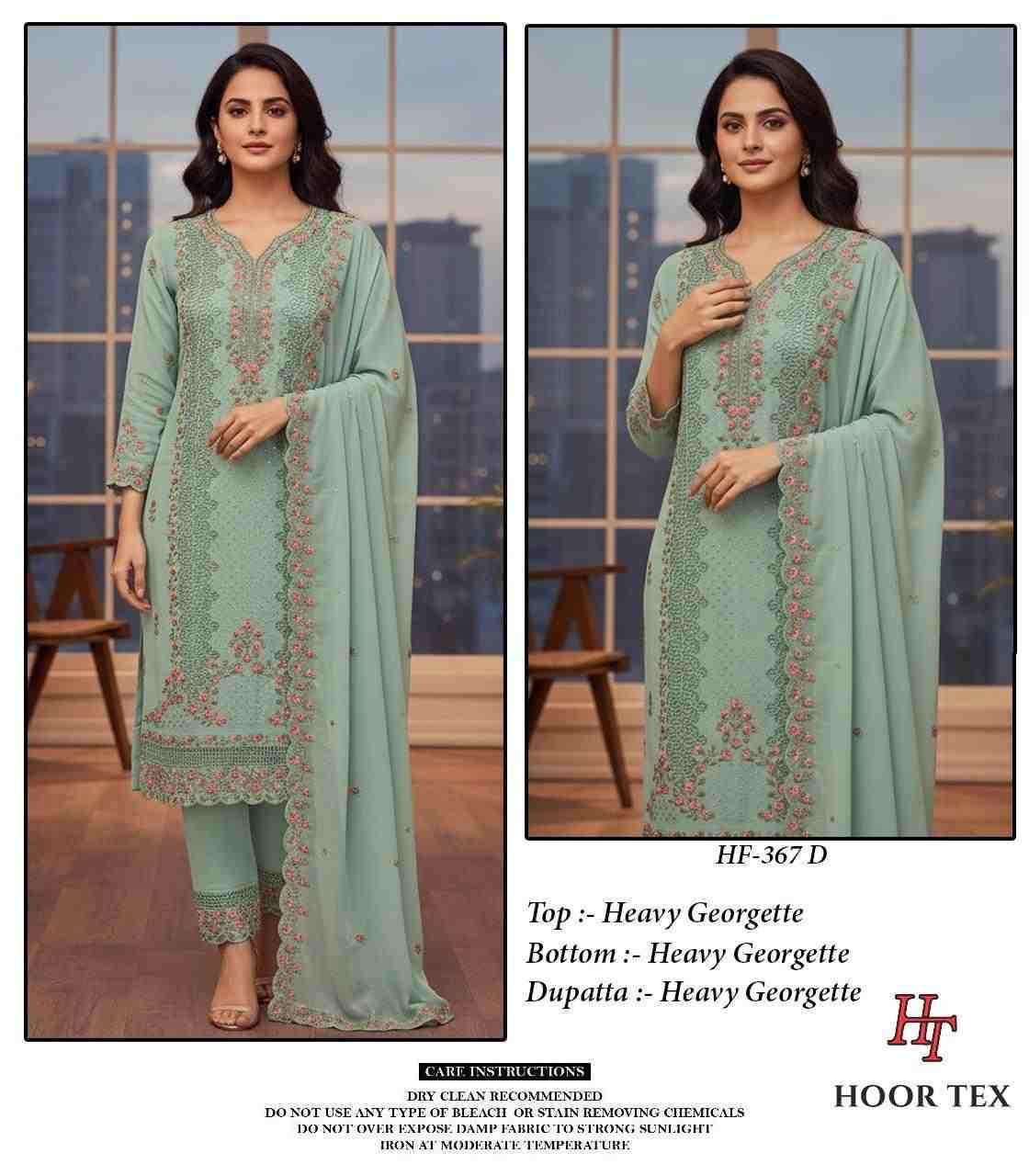 Hoor Tex Hit Design HF-367 Colours By Hoor Tex HF-367-A To HF-367-D Series Designer Festive Pakistani Suits Collection Beautiful Stylish Fancy Colorful Party Wear & Occasional Wear Heavy Georgette With Embroidered Dresses At Wholesale Price