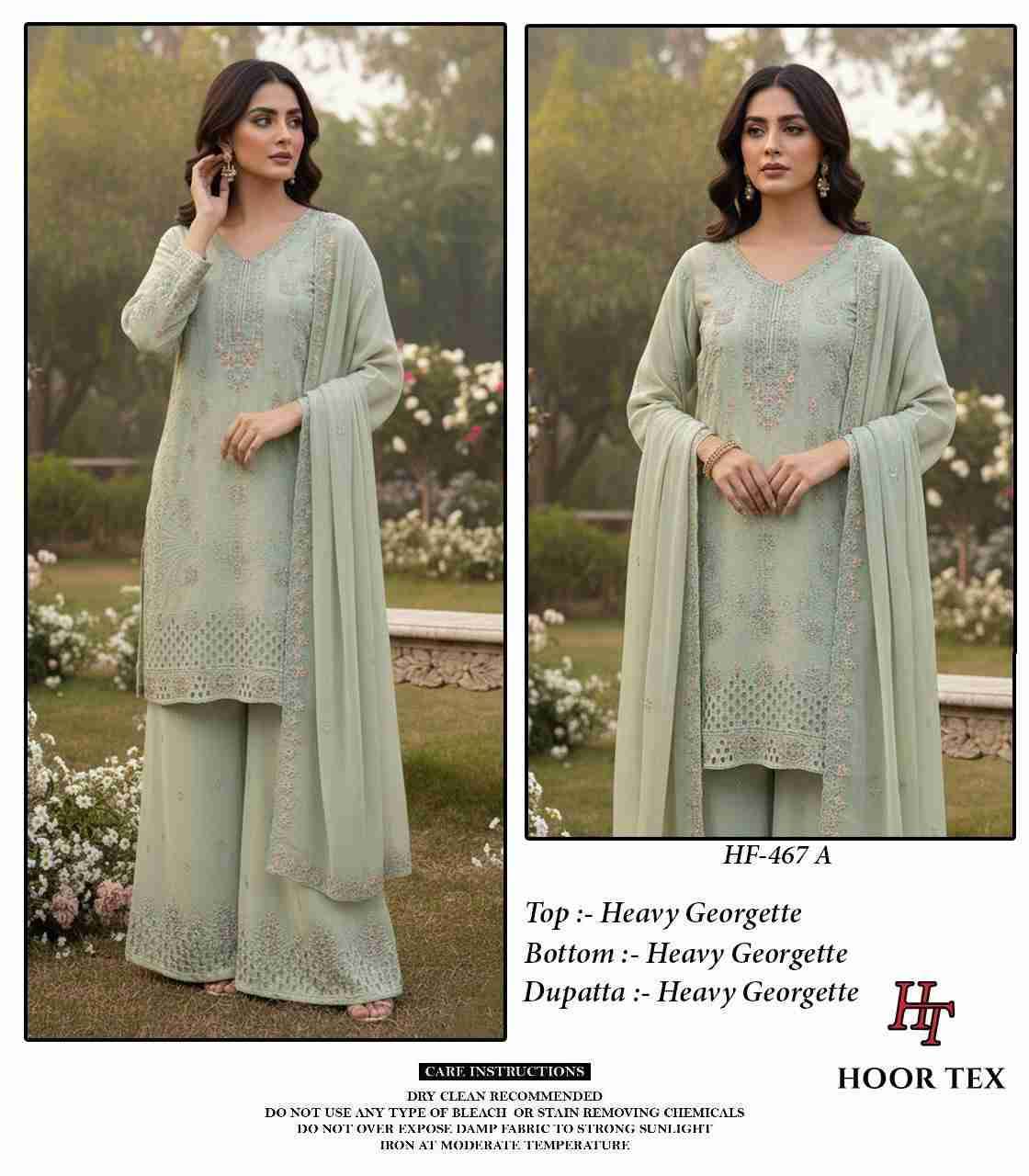 Hoor Tex Hit Design HF-467 Colours By Hoor Tex HF-467-A To HF-467-D Series Designer Festive Pakistani Suits Collection Beautiful Stylish Fancy Colorful Party Wear & Occasional Wear Heavy Georgette With Embroidered Dresses At Wholesale Price
