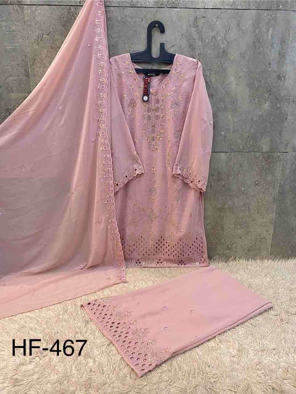 Hoor Tex Hit Design HF-467 Colours By Hoor Tex HF-467-A To HF-467-D Series Designer Festive Pakistani Suits Collection Beautiful Stylish Fancy Colorful Party Wear & Occasional Wear Heavy Georgette With Embroidered Dresses At Wholesale Price