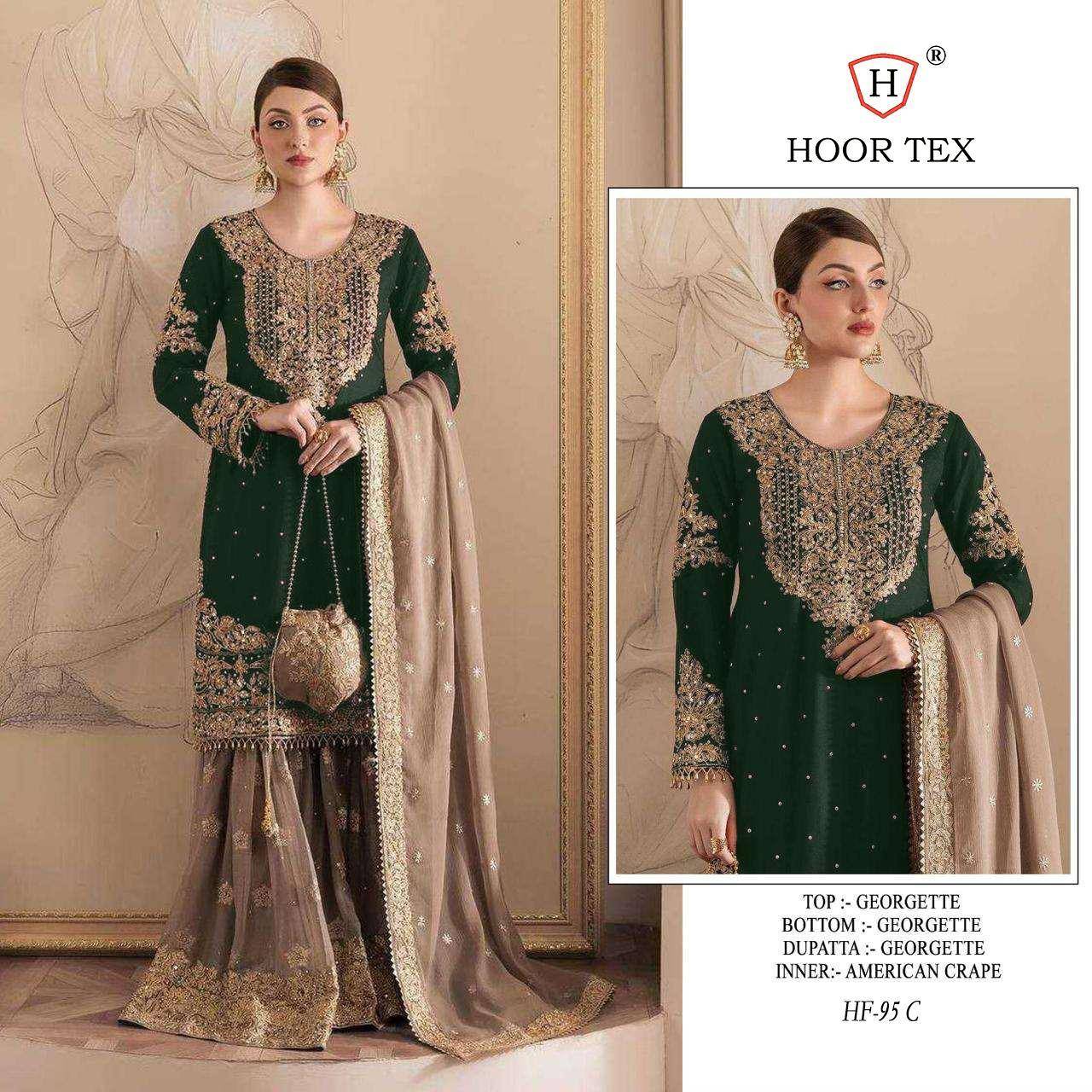 Hoor Tex Hit Design HF-95 Colours By Hoor Tex HF-95-A To HF-95-E Series Designer Festive Pakistani Suits Collection Beautiful Stylish Fancy Colorful Party Wear & Occasional Wear Georgette Embroidered Dresses At Wholesale Price
