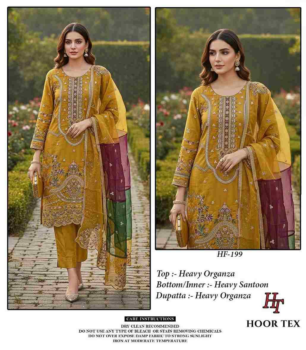 Hoor Tex Hit Design HF-199 By Hoor Tex Designer Festive Pakistani Suits Collection Beautiful Stylish Fancy Colorful Party Wear & Occasional Wear Organza Dresses At Wholesale Price