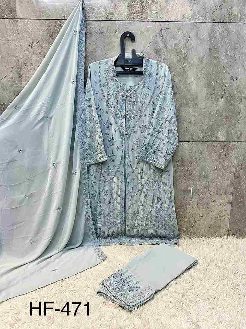 Hoor Tex Hit Design HF-471 Colours By Hoor Tex HF-471-A To HF-471-D Series Designer Festive Pakistani Suits Collection Beautiful Stylish Fancy Colorful Party Wear & Occasional Wear Heavy Georgette With Embroidered Dresses At Wholesale Price