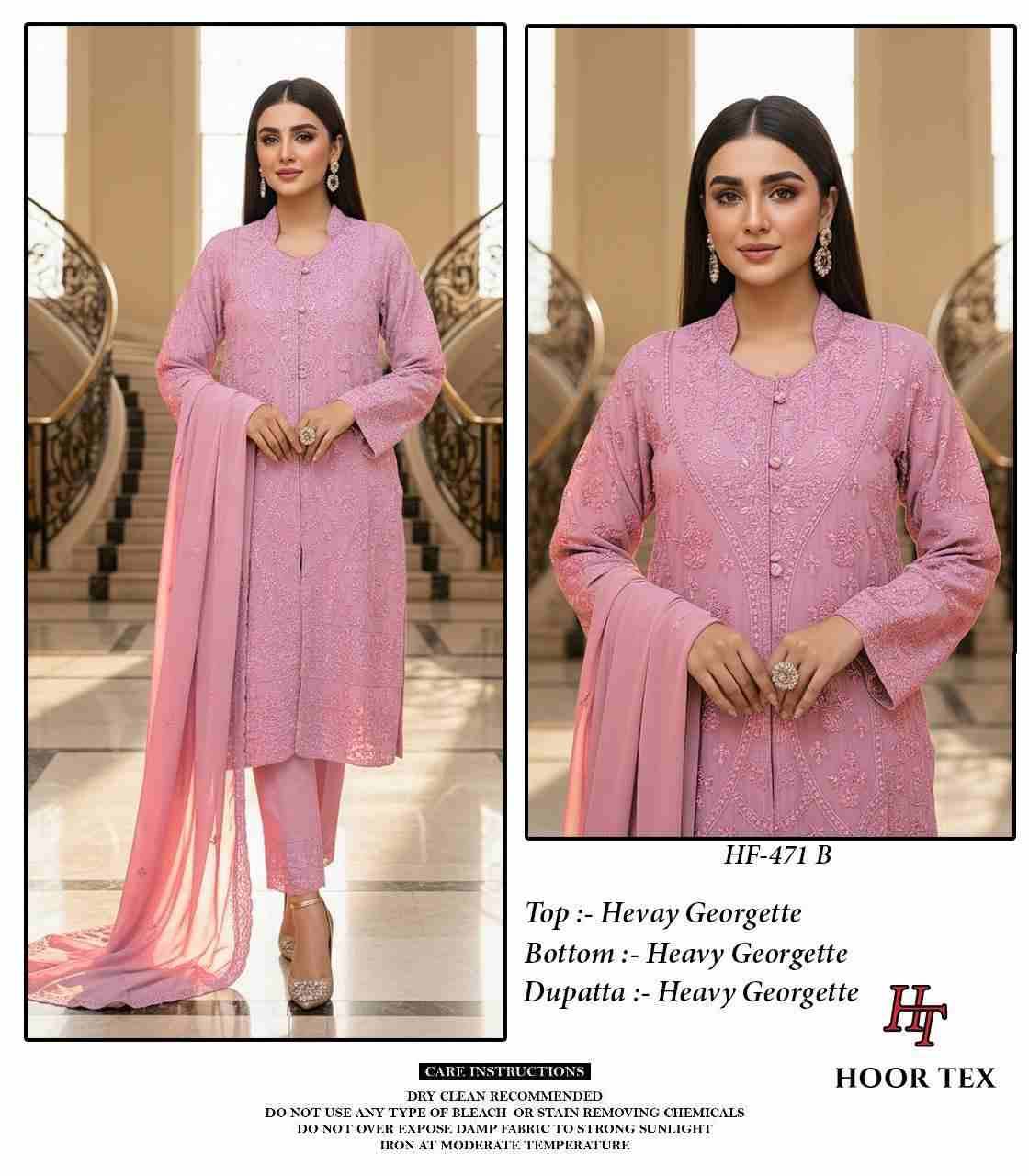 Hoor Tex Hit Design HF-471 Colours By Hoor Tex HF-471-A To HF-471-D Series Designer Festive Pakistani Suits Collection Beautiful Stylish Fancy Colorful Party Wear & Occasional Wear Heavy Georgette With Embroidered Dresses At Wholesale Price