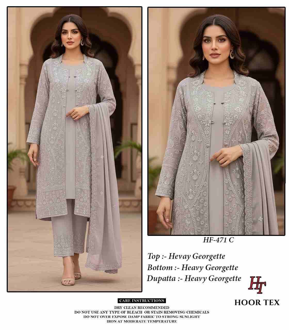 Hoor Tex Hit Design HF-471 Colours By Hoor Tex HF-471-A To HF-471-D Series Designer Festive Pakistani Suits Collection Beautiful Stylish Fancy Colorful Party Wear & Occasional Wear Heavy Georgette With Embroidered Dresses At Wholesale Price
