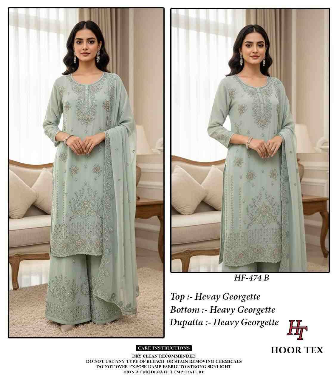 Hoor Tex Hit Design HF-474 Colours By Hoor Tex HF-474-A To HF-474-D Series Designer Festive Pakistani Suits Collection Beautiful Stylish Fancy Colorful Party Wear & Occasional Wear Heavy Georgette With Embroidered Dresses At Wholesale Price