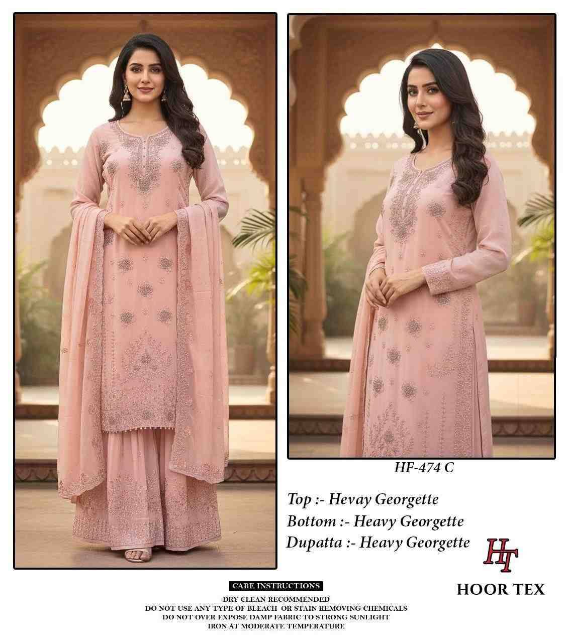 Hoor Tex Hit Design HF-474 Colours By Hoor Tex HF-474-A To HF-474-D Series Designer Festive Pakistani Suits Collection Beautiful Stylish Fancy Colorful Party Wear & Occasional Wear Heavy Georgette With Embroidered Dresses At Wholesale Price