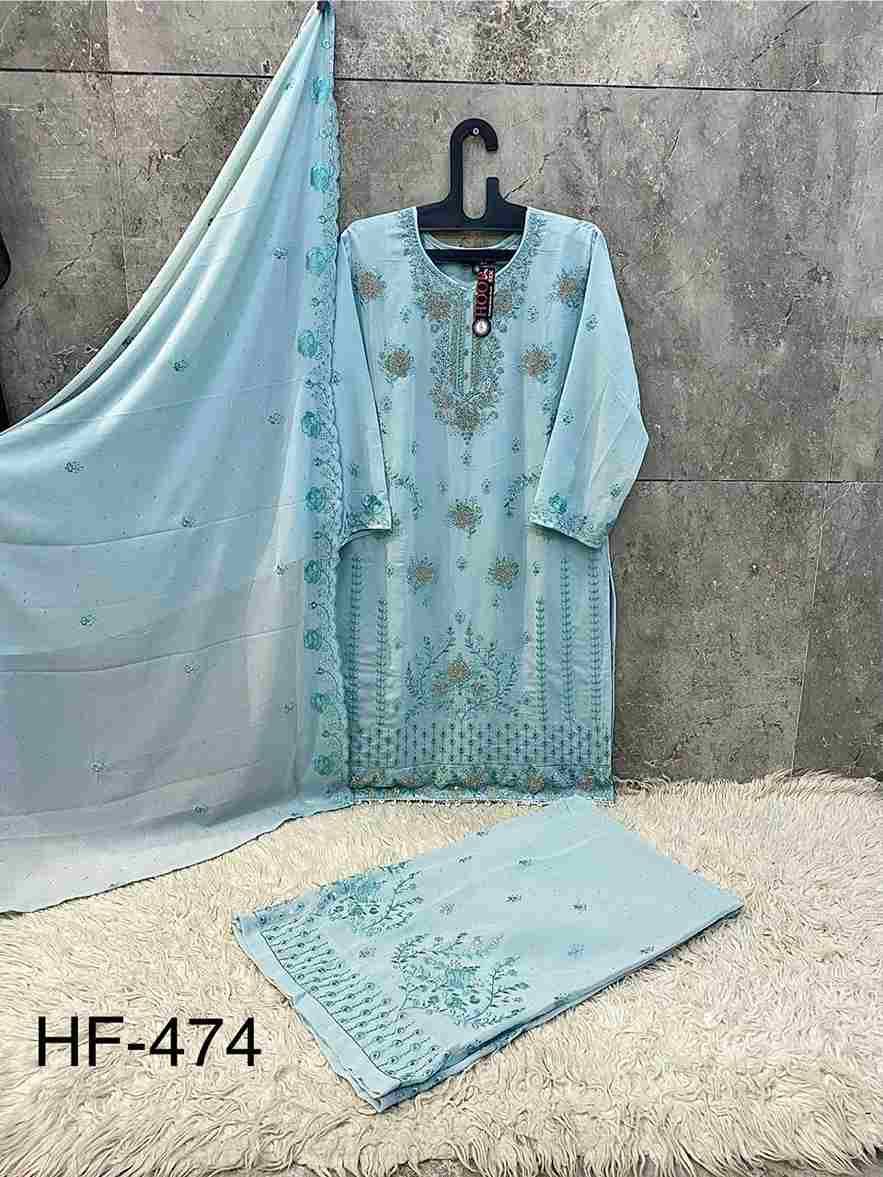 Hoor Tex Hit Design HF-474 Colours By Hoor Tex HF-474-A To HF-474-D Series Designer Festive Pakistani Suits Collection Beautiful Stylish Fancy Colorful Party Wear & Occasional Wear Heavy Georgette With Embroidered Dresses At Wholesale Price