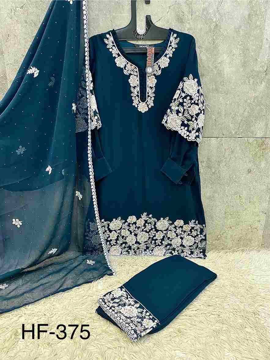 Hoor Tex Hit Design HF-375 Colours By Hoor Tex HF-375-A To HF-375-D Series Designer Festive Pakistani Suits Collection Beautiful Stylish Fancy Colorful Party Wear & Occasional Wear Heavy Georgette With Embroidered Dresses At Wholesale Price