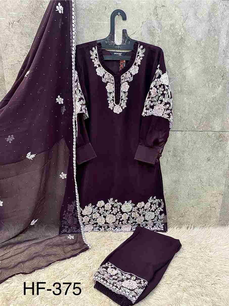 Hoor Tex Hit Design HF-375 Colours By Hoor Tex HF-375-A To HF-375-D Series Designer Festive Pakistani Suits Collection Beautiful Stylish Fancy Colorful Party Wear & Occasional Wear Heavy Georgette With Embroidered Dresses At Wholesale Price