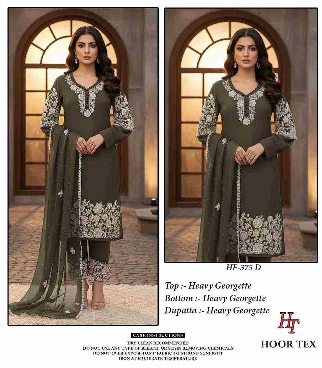Hoor Tex Hit Design HF-375 Colours By Hoor Tex HF-375-A To HF-375-D Series Designer Festive Pakistani Suits Collection Beautiful Stylish Fancy Colorful Party Wear & Occasional Wear Heavy Georgette With Embroidered Dresses At Wholesale Price