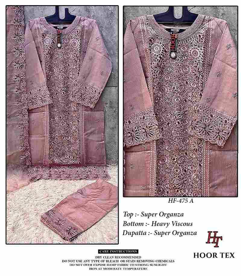 Hoor Tex Hit Design HF-475 Colours By Hoor Tex HF-475-A To HF-475-D Series Designer Festive Pakistani Suits Collection Beautiful Stylish Fancy Colorful Party Wear & Occasional Wear Heavy Organza With Embroidered Dresses At Wholesale Price