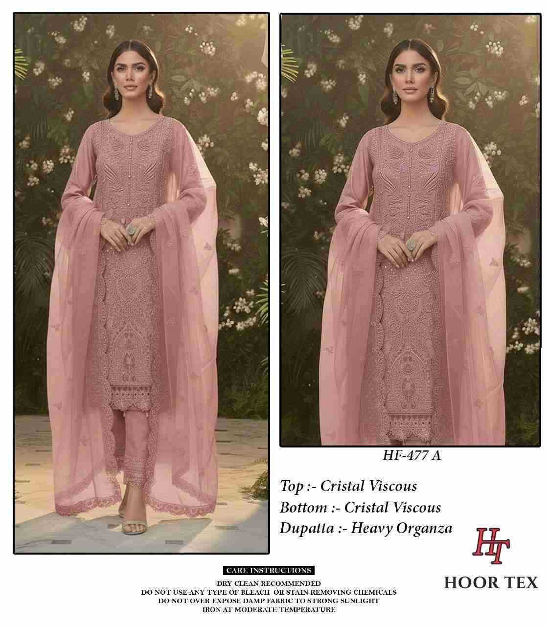 Hoor Tex Hit Design HF-477 Colours By Hoor Tex HF-477-A To HF-477-D Series Designer Festive Pakistani Suits Collection Beautiful Stylish Fancy Colorful Party Wear & Occasional Wear Heavy Viscose With Embroidered Dresses At Wholesale Price