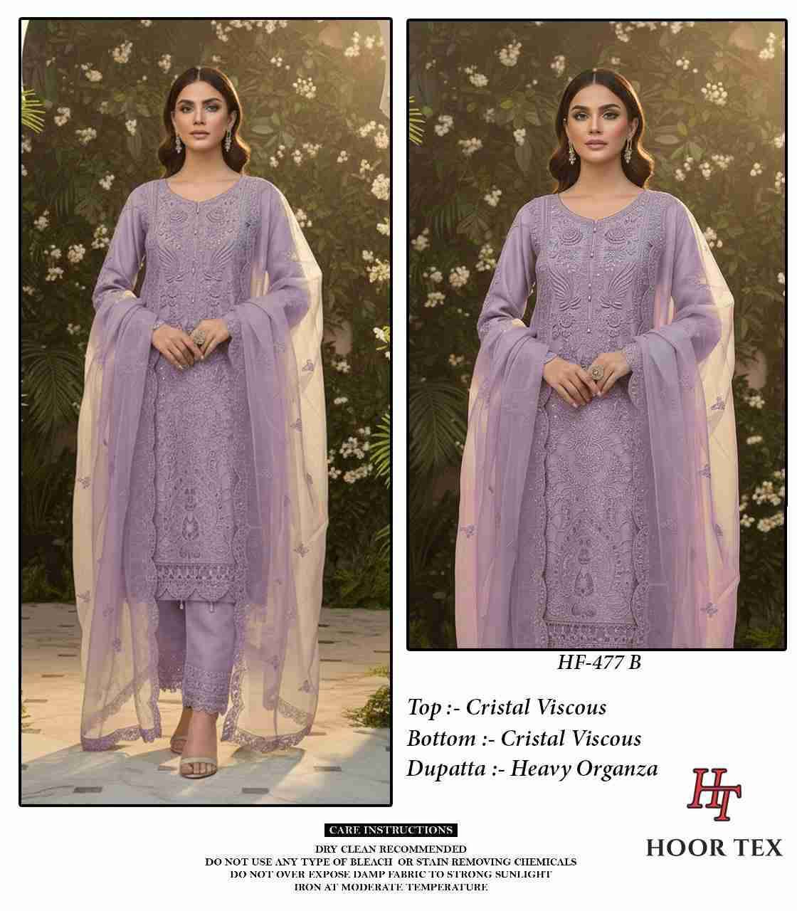 Hoor Tex Hit Design HF-477 Colours By Hoor Tex HF-477-A To HF-477-D Series Designer Festive Pakistani Suits Collection Beautiful Stylish Fancy Colorful Party Wear & Occasional Wear Heavy Viscose With Embroidered Dresses At Wholesale Price