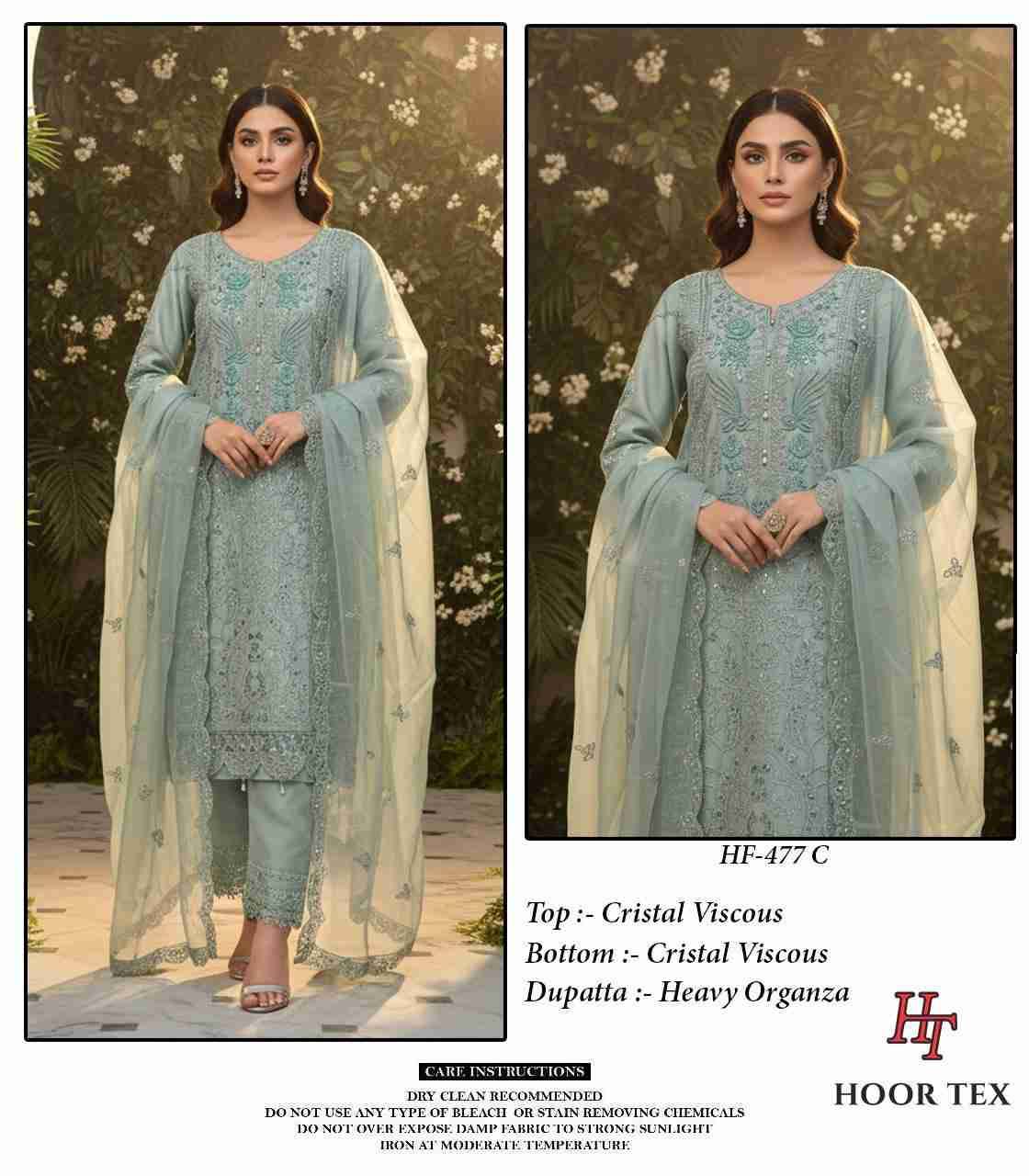 Hoor Tex Hit Design HF-477 Colours By Hoor Tex HF-477-A To HF-477-D Series Designer Festive Pakistani Suits Collection Beautiful Stylish Fancy Colorful Party Wear & Occasional Wear Heavy Viscose With Embroidered Dresses At Wholesale Price
