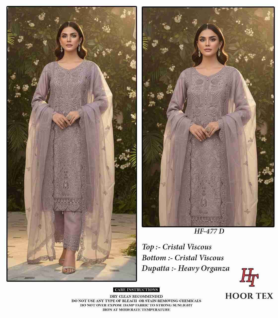 Hoor Tex Hit Design HF-477 Colours By Hoor Tex HF-477-A To HF-477-D Series Designer Festive Pakistani Suits Collection Beautiful Stylish Fancy Colorful Party Wear & Occasional Wear Heavy Viscose With Embroidered Dresses At Wholesale Price