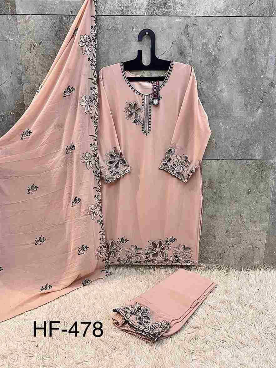 Hoor Tex Hit Design HF-478 Colours By Hoor Tex HF-478-A To HF-478-D Series Designer Festive Pakistani Suits Collection Beautiful Stylish Fancy Colorful Party Wear & Occasional Wear Heavy Georgette With Embroidered Dresses At Wholesale Price