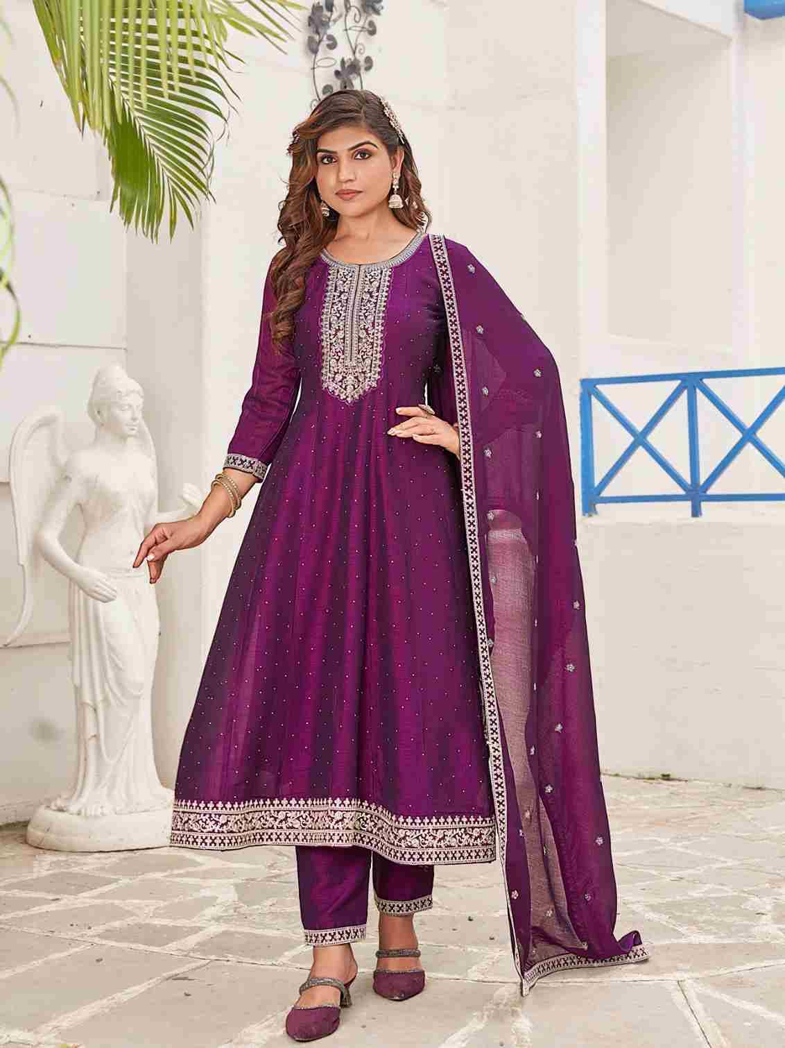 Anmol By Aanchi 01 To 04 Series Beautiful Stylish Festive Suits Fancy Colorful Casual Wear & Ethnic Wear & Ready To Wear Vichitra Silk Dresses At Wholesale Price