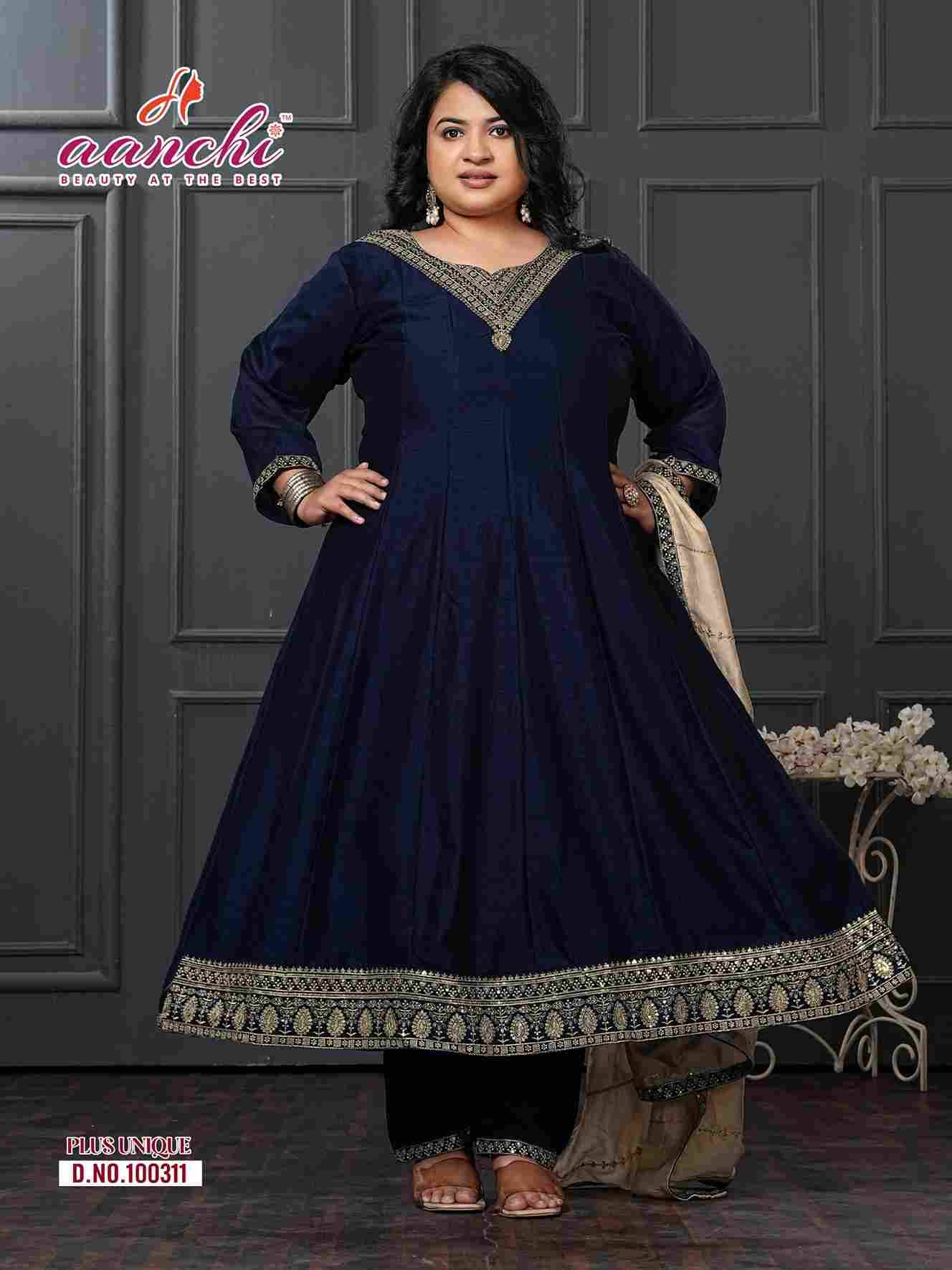 Plus Unique By Aanchi Combo Set 100308 To 100311 Series Beautiful Stylish Festive Suits Fancy Colorful Casual Wear & Ethnic Wear & Ready To Wear Vichitra Silk Dresses At Wholesale Price