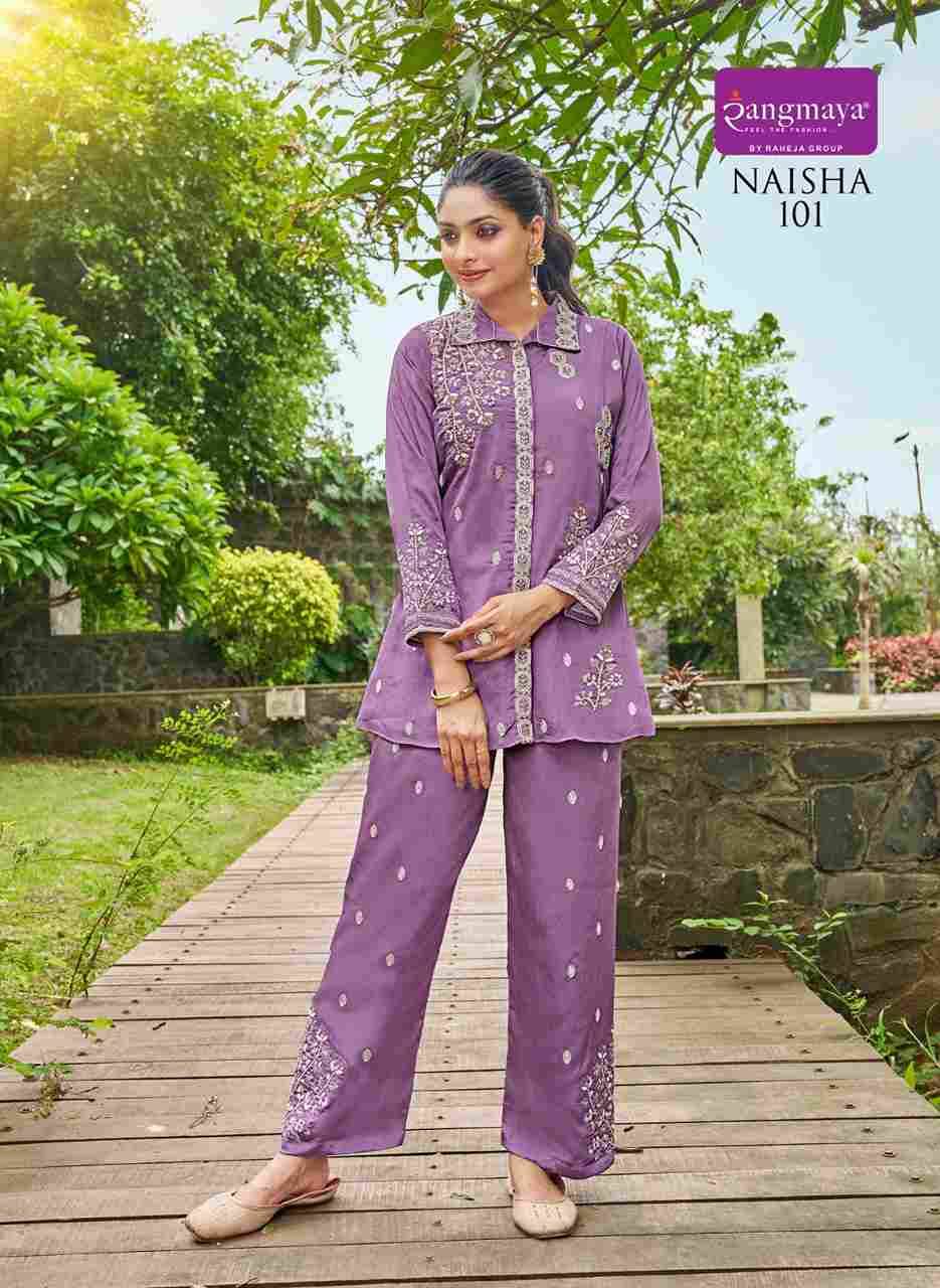 Naisha By Rangmaya 101 To 106 Series Designer Stylish Fancy Colorful Beautiful Party Wear & Ethnic Wear Collection Heavy Chinnon Co-Ord At Wholesale Price