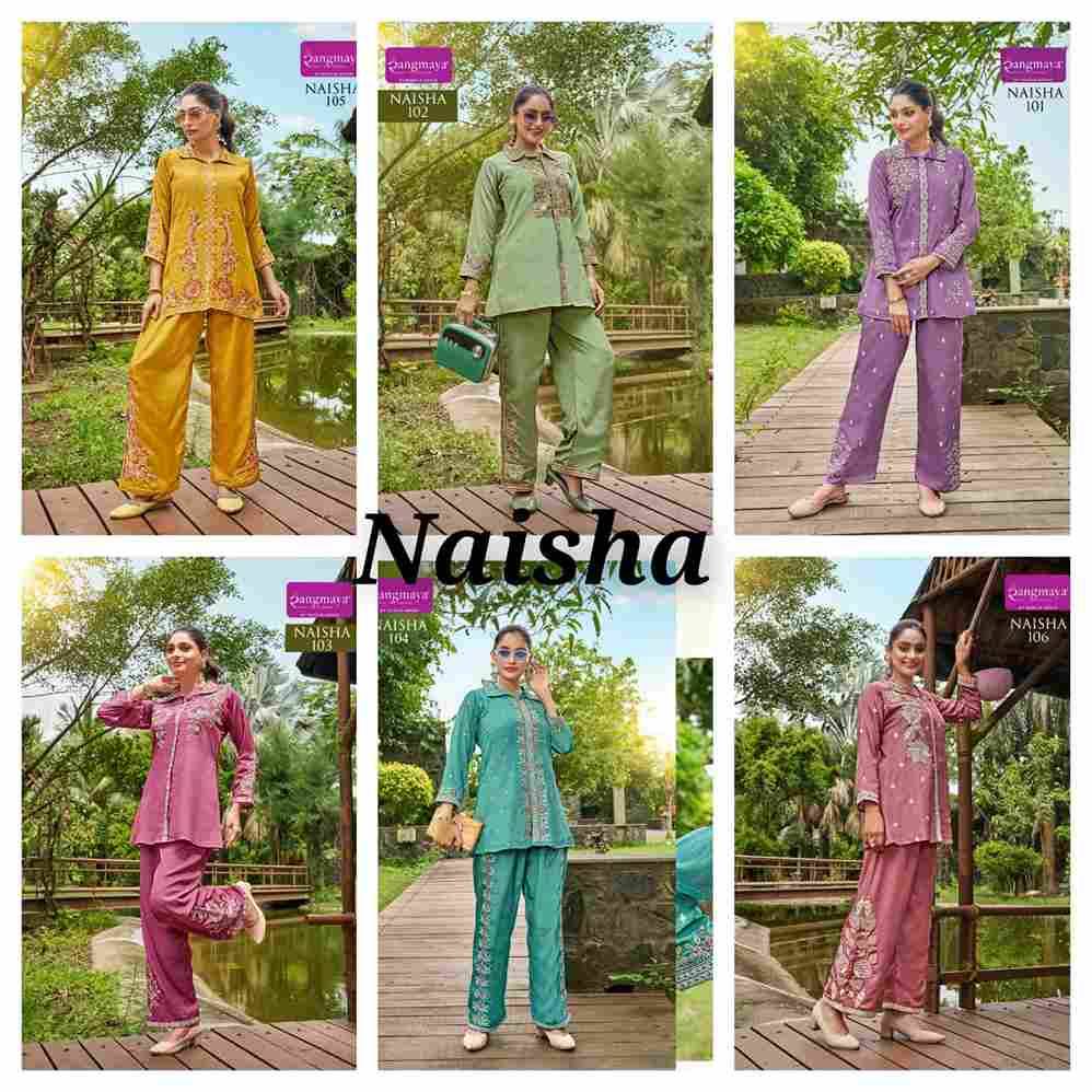 Naisha By Rangmaya 101 To 106 Series Designer Stylish Fancy Colorful Beautiful Party Wear & Ethnic Wear Collection Heavy Chinnon Co-Ord At Wholesale Price