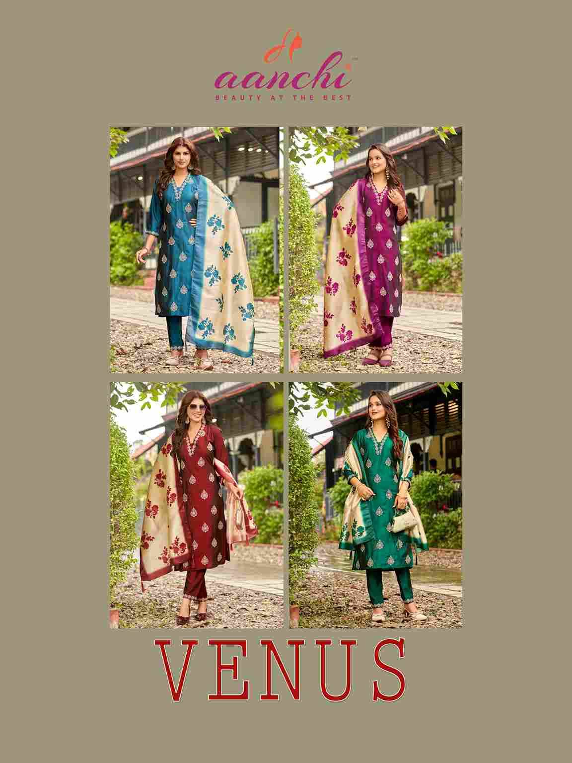 Venus By Aanchi 01 To 04 Series Beautiful Stylish Festive Suits Fancy Colorful Casual Wear & Ethnic Wear & Ready To Wear Rangila Silk Dresses At Wholesale Price