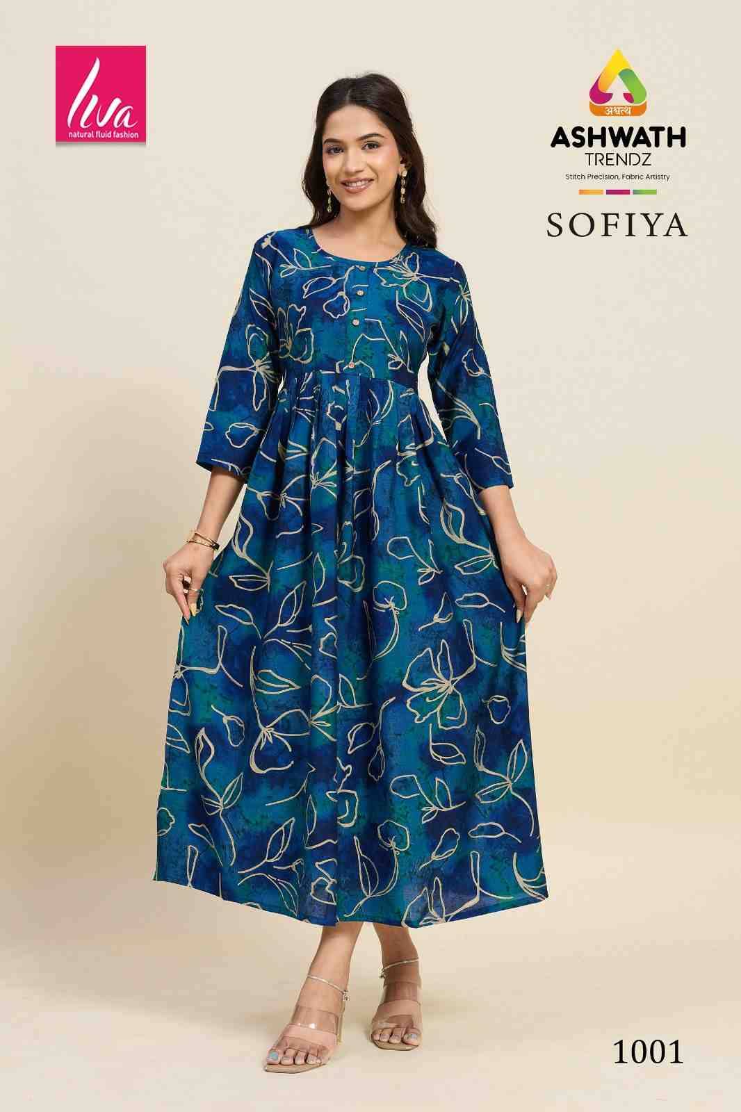 Sofiya By Ashwath Trendz 1001 To 1012 Series Designer Stylish Fancy Colorful Beautiful Party Wear & Ethnic Wear Collection Chanderi Print Kurtis At Wholesale Price